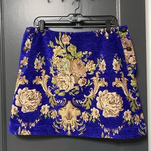 Blue Flower mini skirt with side buttons